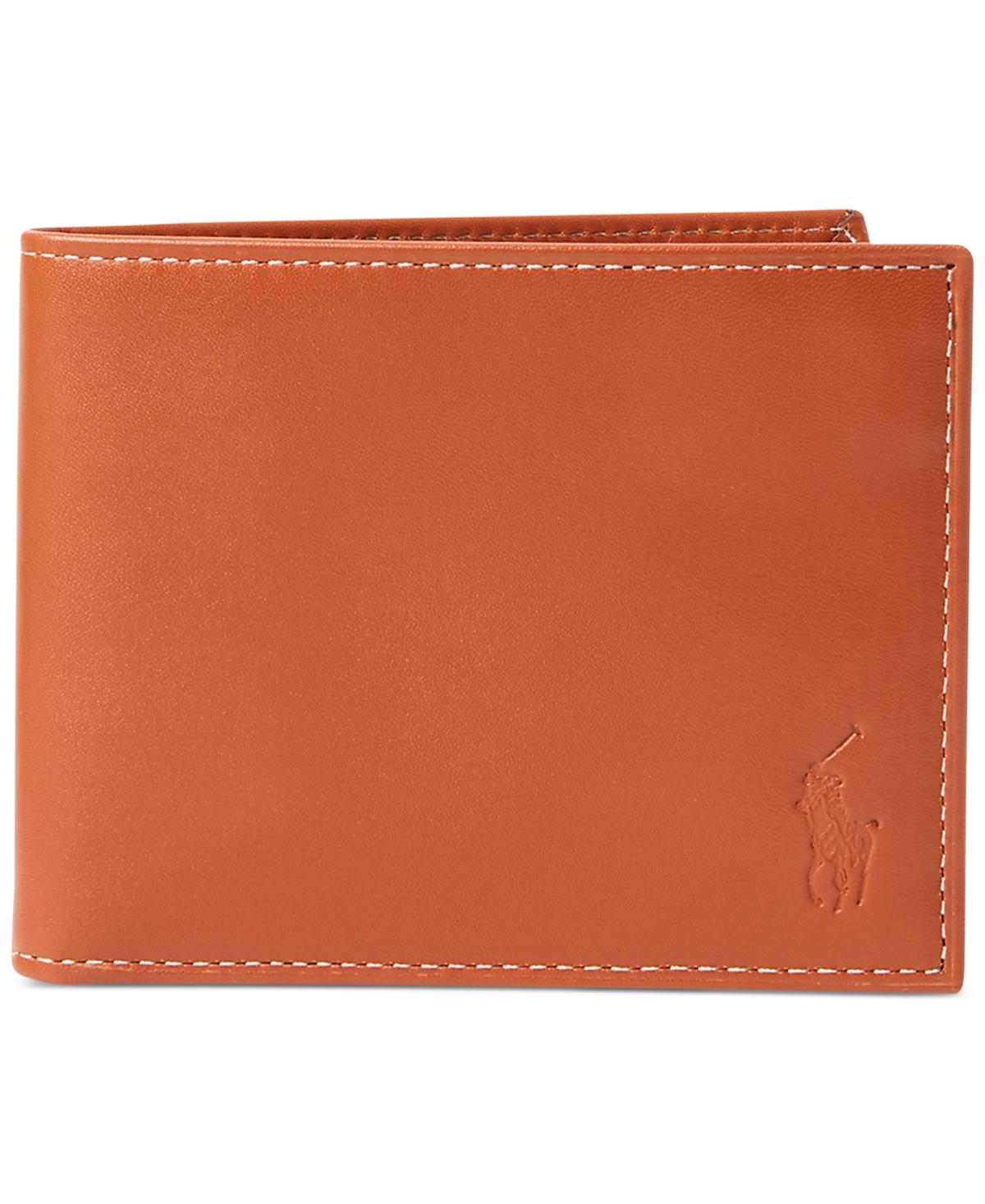 Polo Ralph Lauren Burnished Leather Bifold Wallet In Brown