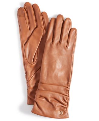 Cole Haan Women's Ruched Leather Gloves - Macy's