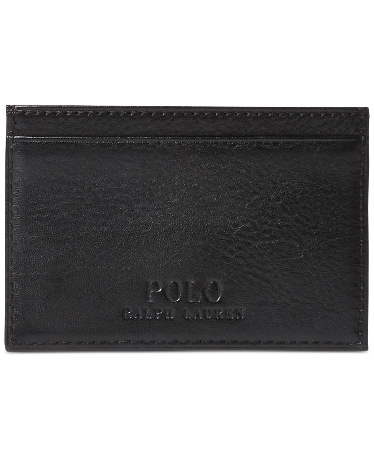 Shop Polo Ralph Lauren Men's Pebbled Leather Card Case In Black