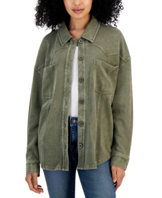 Hippie Rose - Juniors' Mineral Wash Fleece Shacket