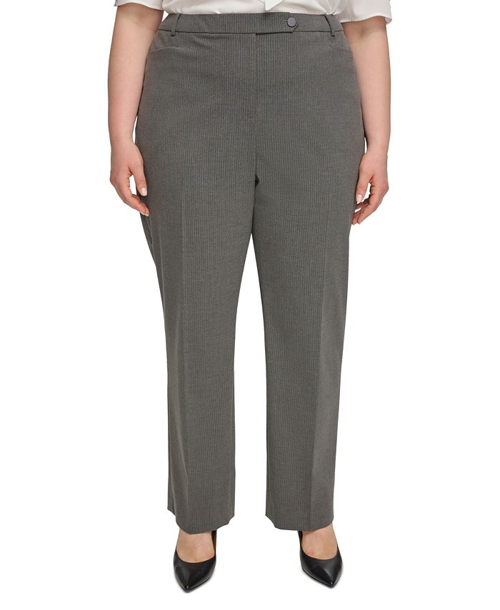 Calvin Klein Plus Size Pinstripe Modern-Fit Pants, Created for Macy's ...