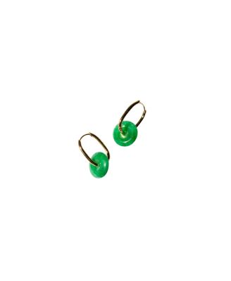 seree Willow Green jade stone hoop earrings - Green 70$