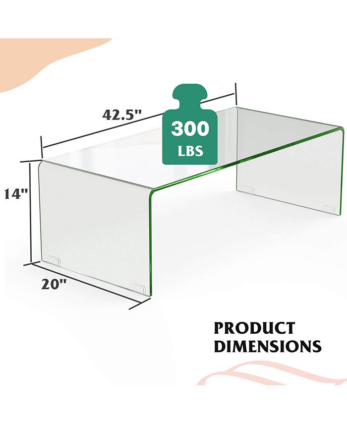 Costway Tempered Glass Coffee Table Accent Cocktail Side Table Living