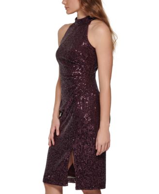Women's Halter-Neck Sequin Midi Dress