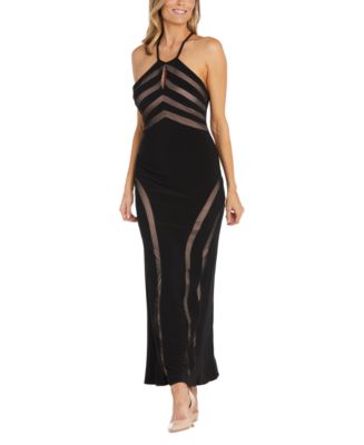 Nightway Women's Mesh Cut-Out Halter-Neck Dress - Macy's