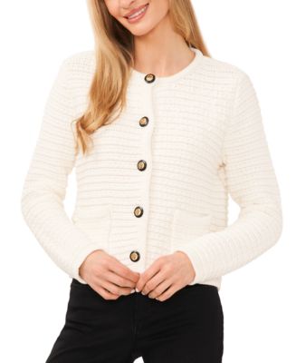 CeCe Women's Textured Knit Patch Pocket Cardigan - Macy's