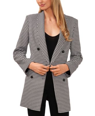 CeCe - Women's Houndstooth Double-Breasted Blazer