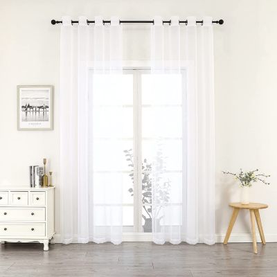 Montauk Accents 2 Piece Grommet Top Summery Sheer Voile Window Curtain Panels For Extra Long & Taller Windows