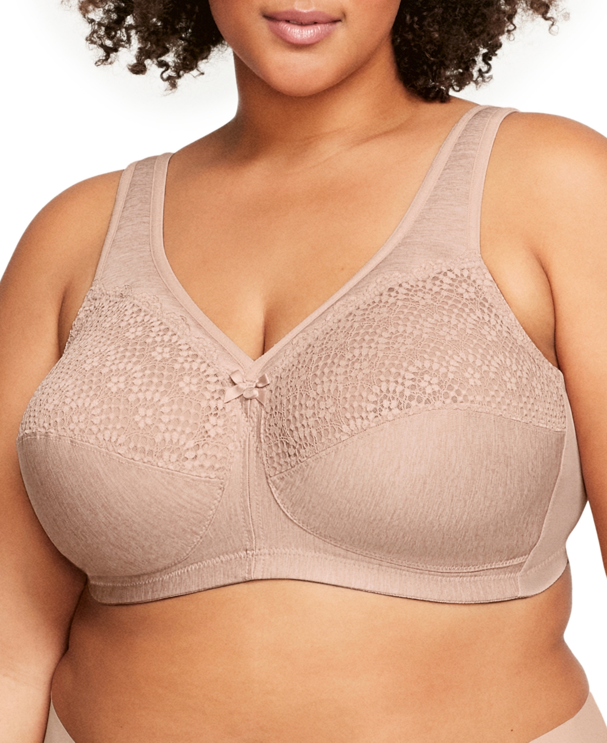 Women's Full Figure Plus Size Magic Lift Moisture Control Wirefree Bra 1064 - Pink Heather