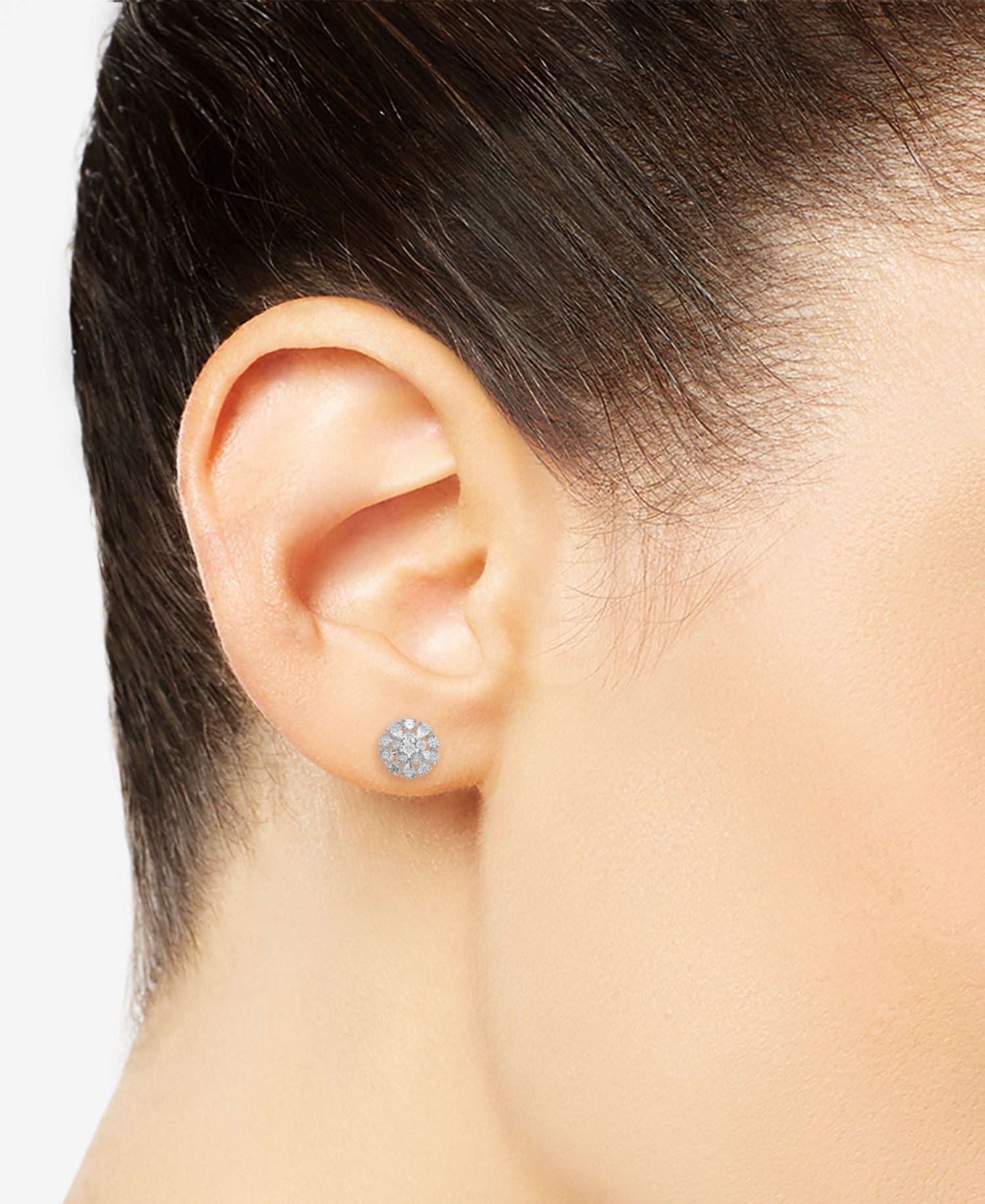 Diamond Flower Burst Stud Earrings (1/10 ct. t.w.) in Sterling Silver