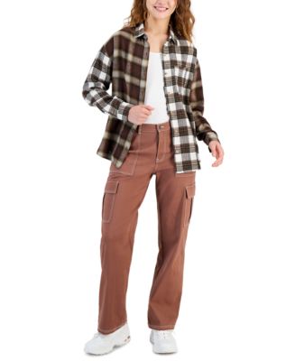princess polly baby blue dress Women's Brown Plaid Pants main image 1