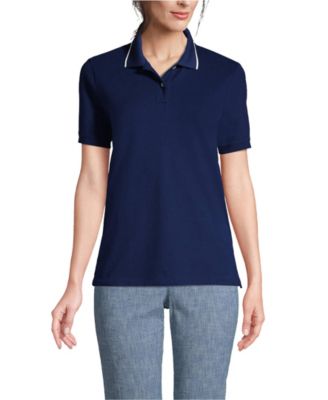 Lands End Women s Mesh Cotton Short Sleeve Polo Shirt Macy s