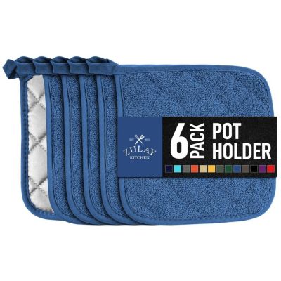 Washable Quilted Terry Cloth Potholder for Cooking and Baking (6 Pack)