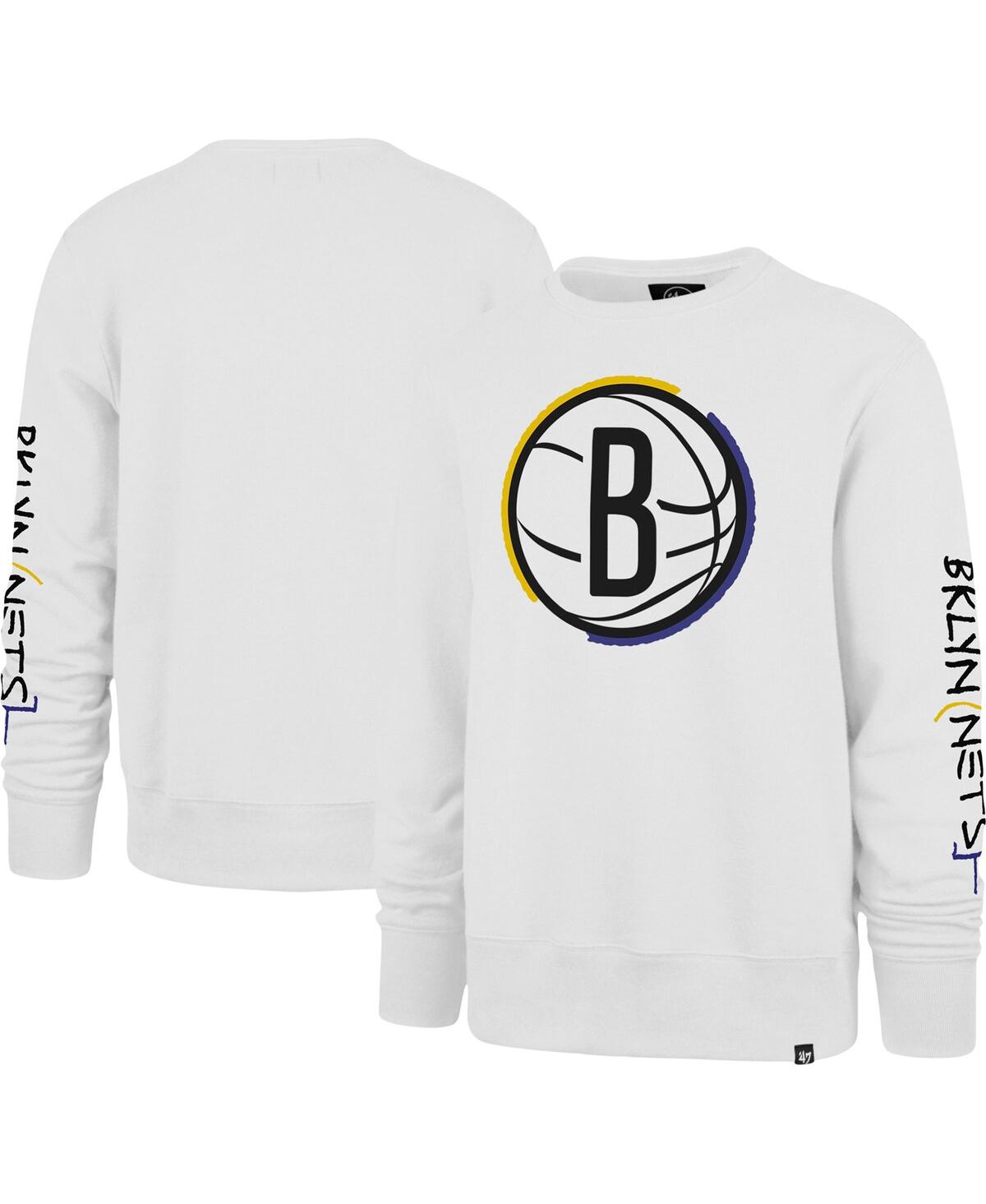 47 Brand Men's ' White Brooklyn Nets 2022/23 City Edition Two-peat Headline Pullover Sweatshirt