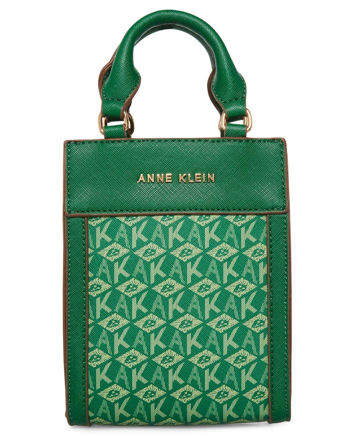 Anne Klein Mini North South Ak Cube Logo Crossbody In Green