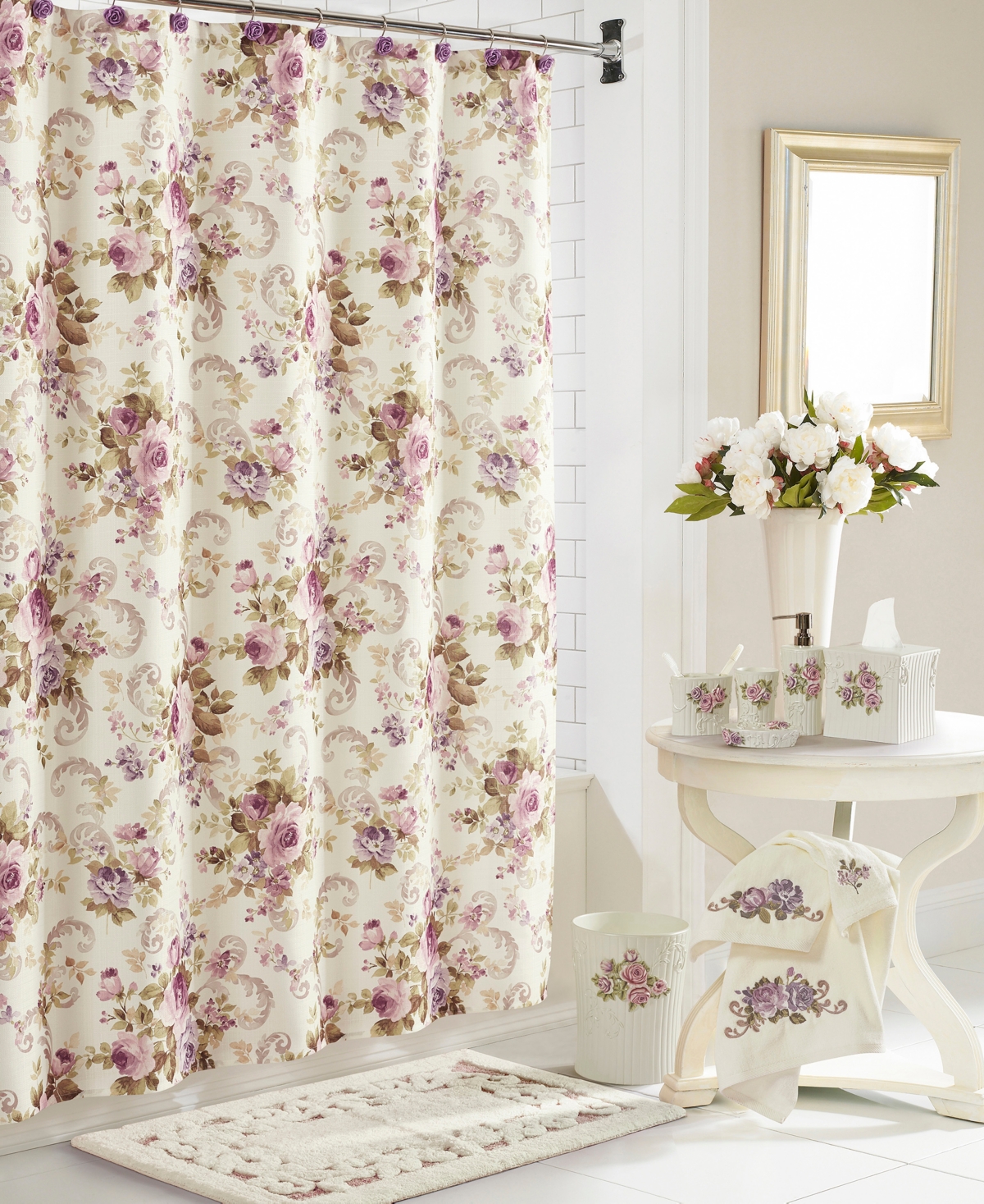 Royal Court Chambord Shower Curtain Bedding In Ecru