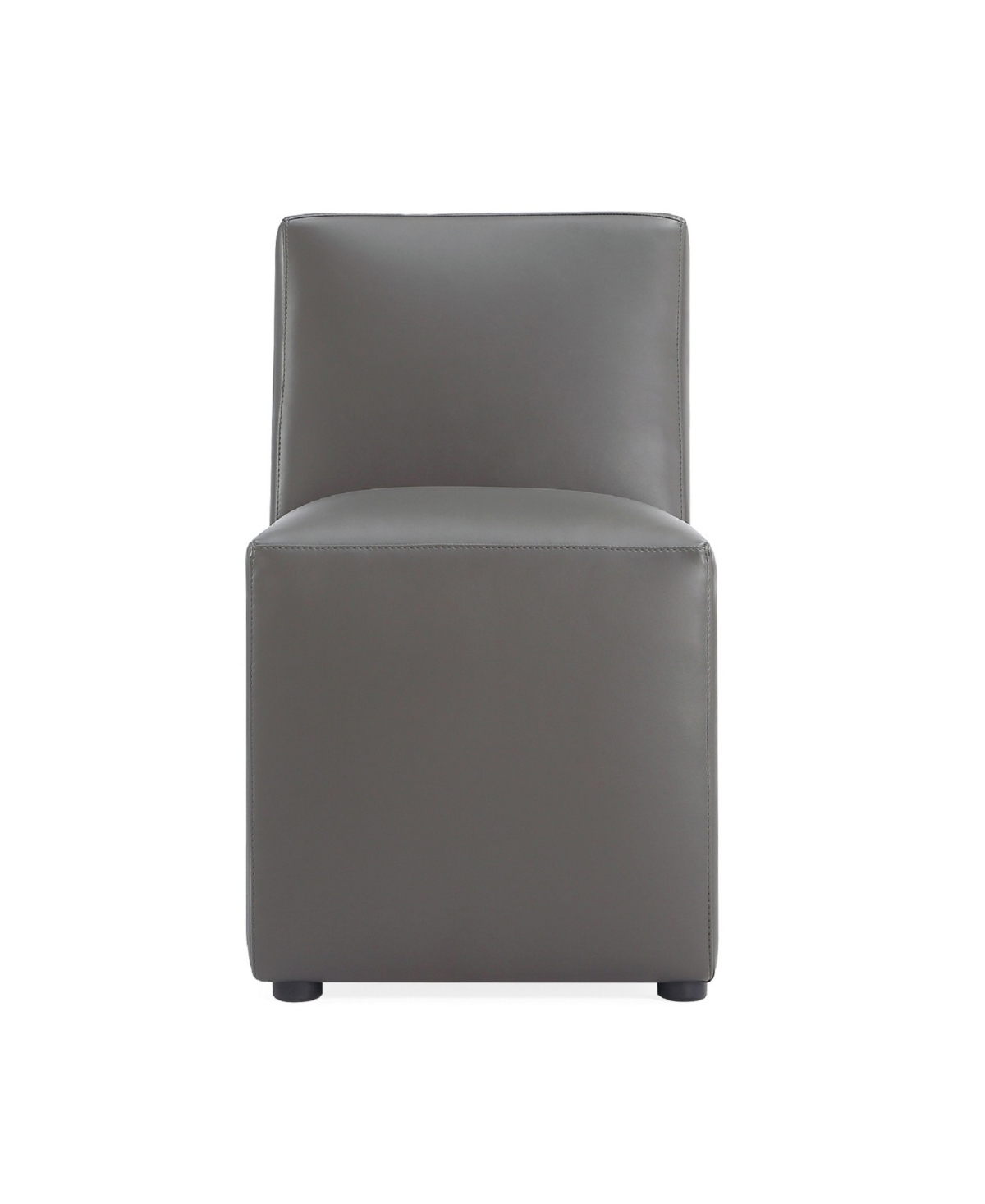 Manhattan Comfort Anna 18.9" L Faux Leather Upholstered Square Dining Chair In Pewter