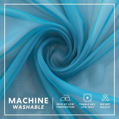 Basics Turquoise Blue 2 Piece Rod Pocket Translucent Sheer Voile Window Curtain Panels For Small Windows - 45 In. Long