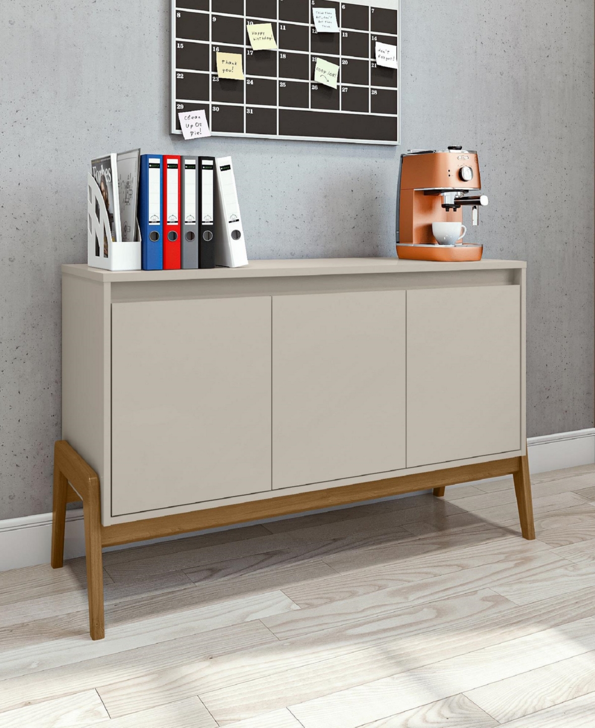 MANHATTAN COMFORT GALES 48.5" MEDIUM DENSITY FIBERBOARD 4-DRAWER SIDEBOARD 