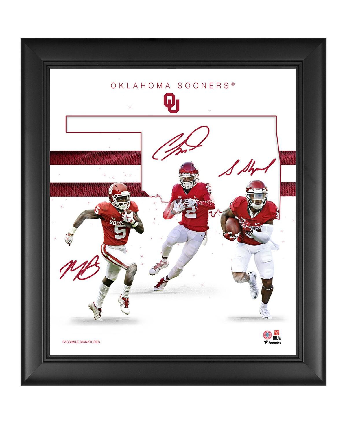 Fanatics Oklahoma Sooners Framed 15" X 17" Wide Receivers Franchise Foundations Collage In White,red