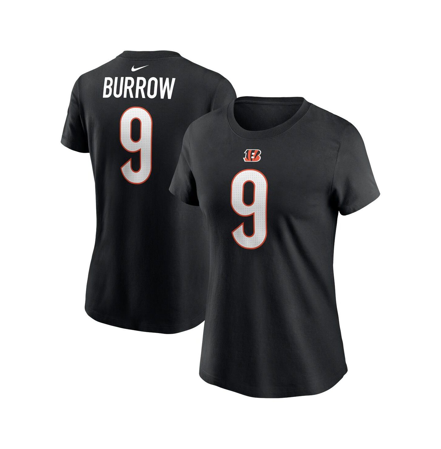 Женская футболка Nike Joe Burrow Black Cincinnati Bengals Player Name and Number — фото 2