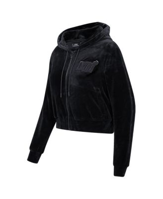Women's Miami Heat Triple Black Velour Full-Zip Hoodie