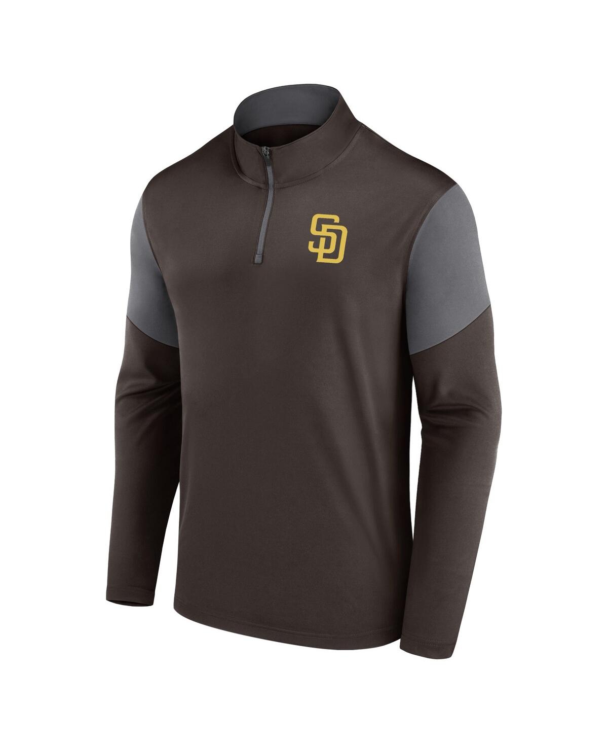 Men's FanaticsSan Diego Padres Logo Quarter-Zip Top - Brown