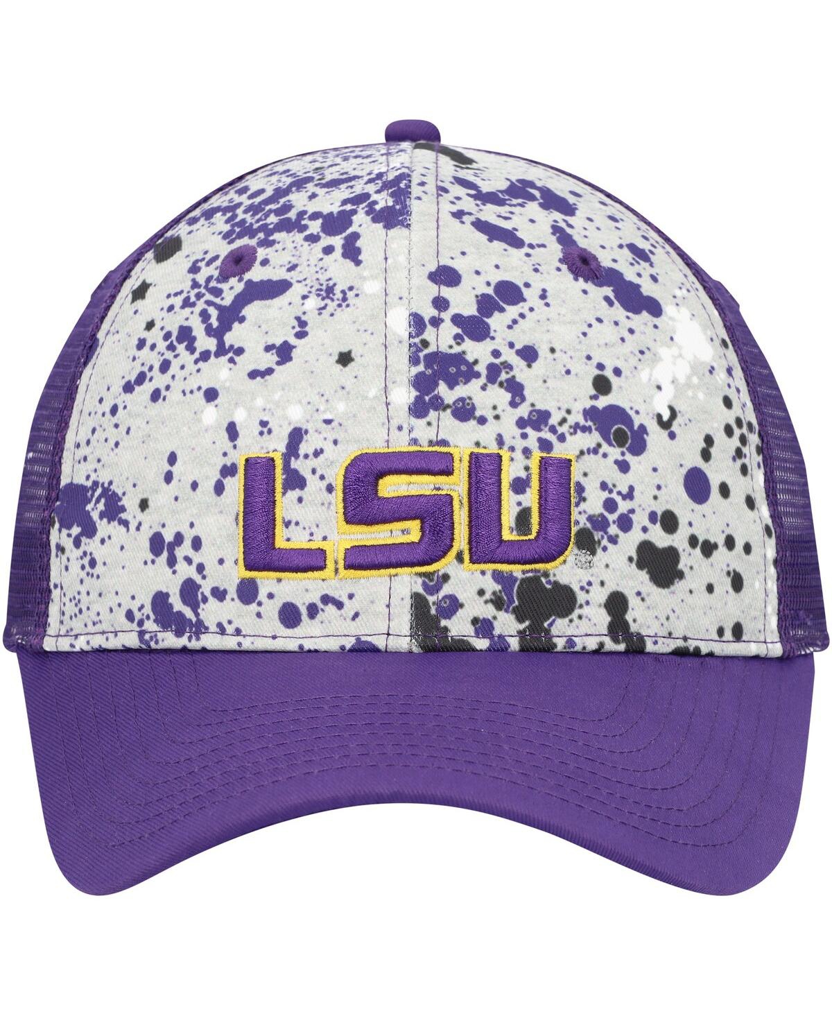 Colosseum Men's  Gray, Purple Lsu Tigers Love Fern Trucker Snapback Hat In Gray,purple