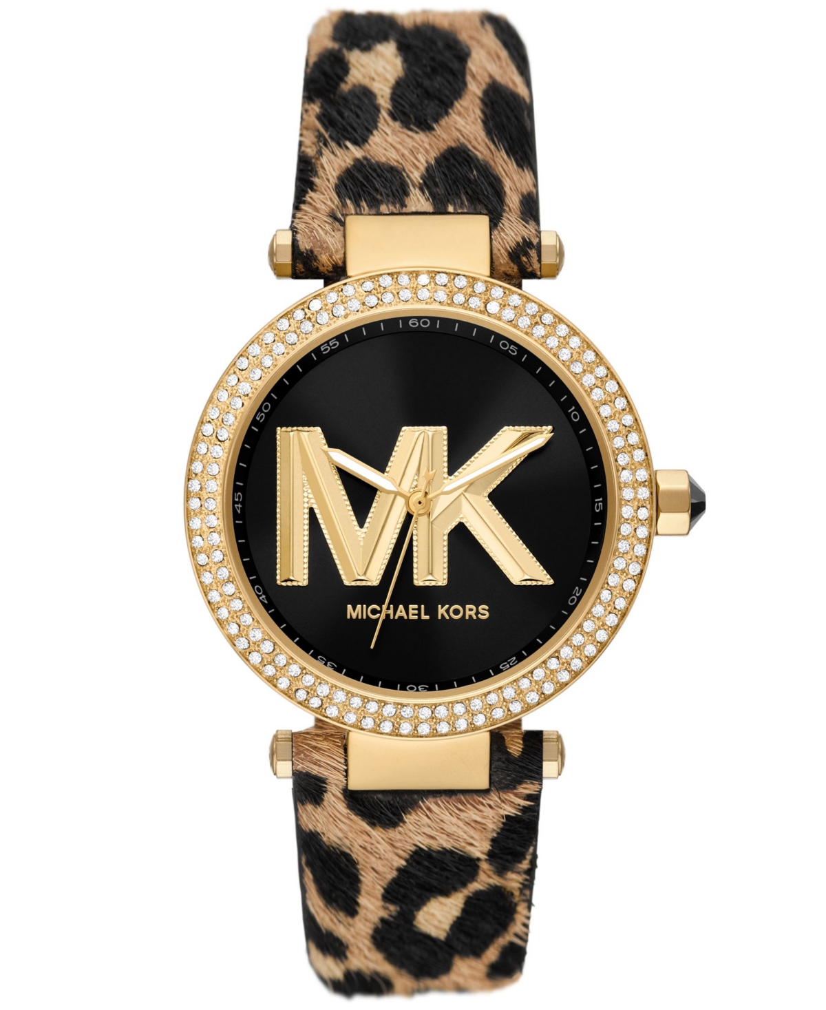 Shop Michael Kors Women's Parker Quartz Three-hand Leopard Print Calf Hair Watch 39mm In Multicolor