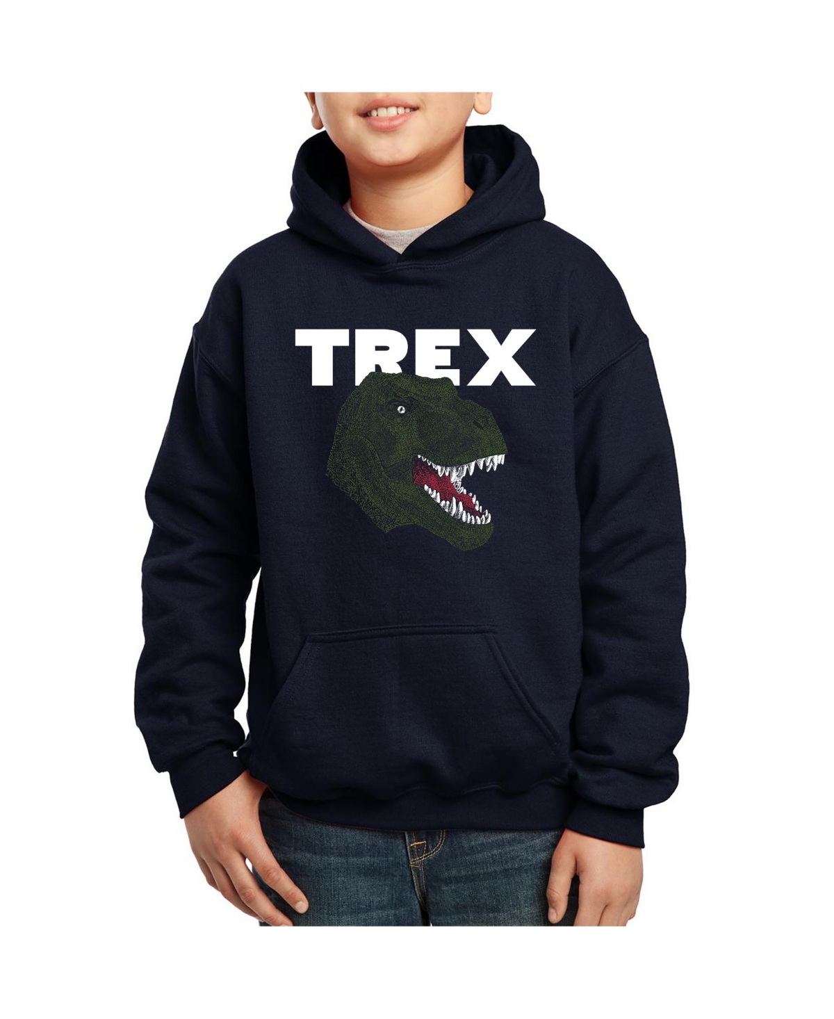La Pop Art Boys Word Art Hooded Sweatshirt - T-Rex Head