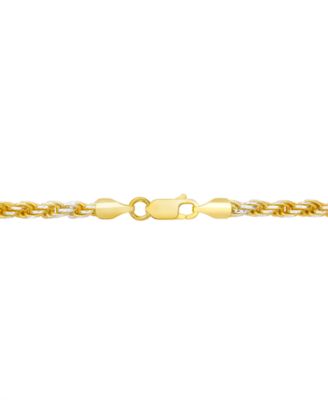 Men's Two-Tone Rope Link 22" Chain Necklace (4mm) in Sterling Silver & 14k Gold-Plate