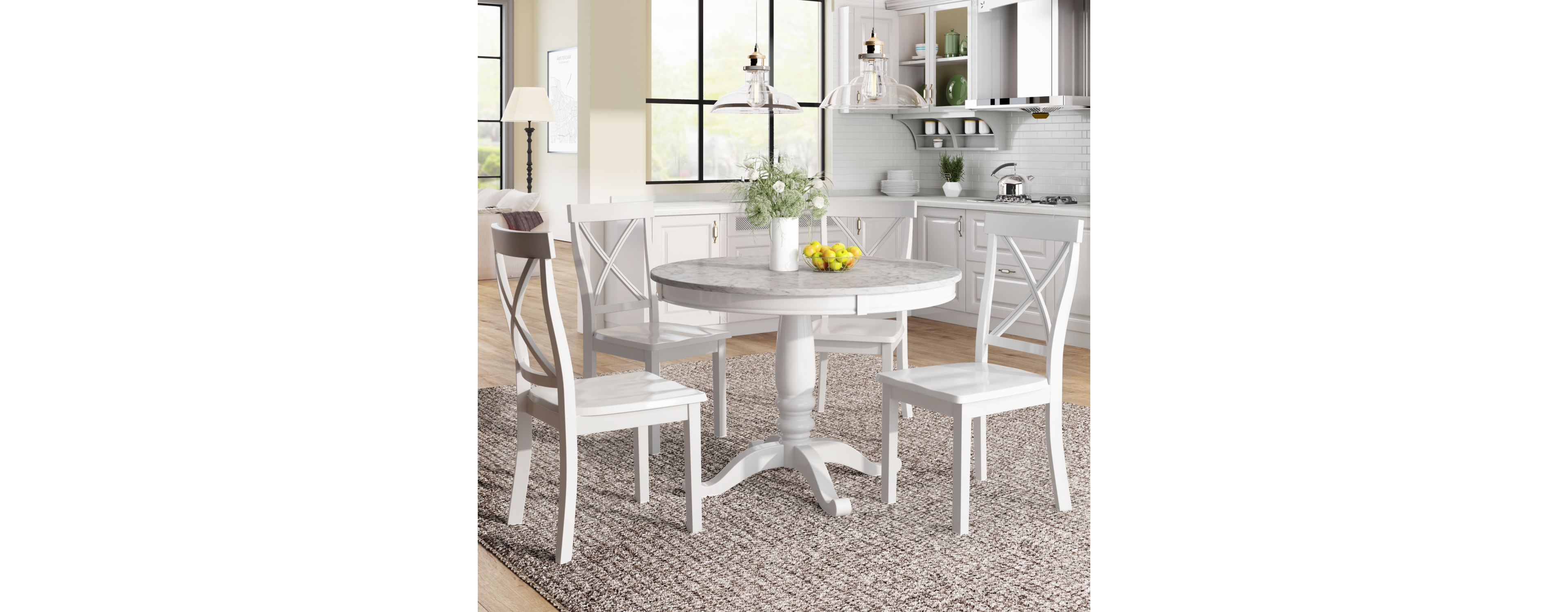 Streamdale 5-Piece Solid Wood Dining Set for 4