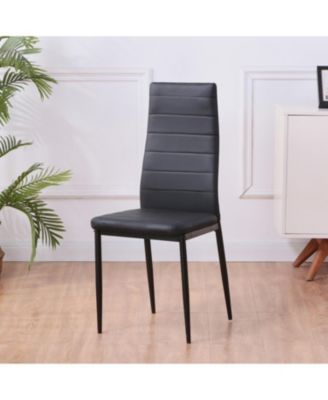 Set of 4 Leather Dining Chairs with Padded Seat Foot Cap Protection ...