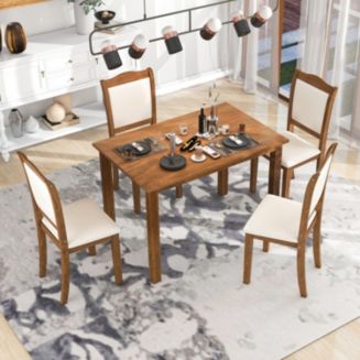 Simplie Fun 5-Piece Wood Dining Table Set Simple Style Kitchen Dining ...