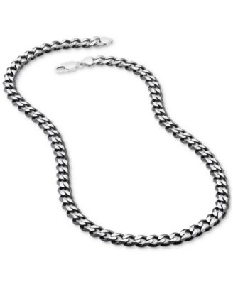 Men's Curb Link 22" Chain Necklace (6-1/4mm) in Sterling Silver & Black Ruthenium-Plate