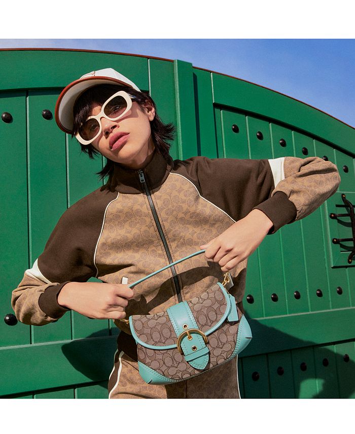 COACH Signature Jacquard Soho Bag- Purse for Women - Textile Construction -  Detachable Carry Handle Sun Orange One Size One Size