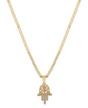 Men's Diamond Hamsa Hand 22 Pendant Necklace (1/4 ct. t.w.) in 14k  Gold-Plated Sterling Silver or Sterling Silver