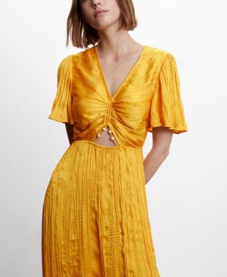 MANGO Women's Side-Slit Satin Dress - Macy's