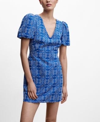 MANGO Women's Embroidered Open Back Dress - Macy's