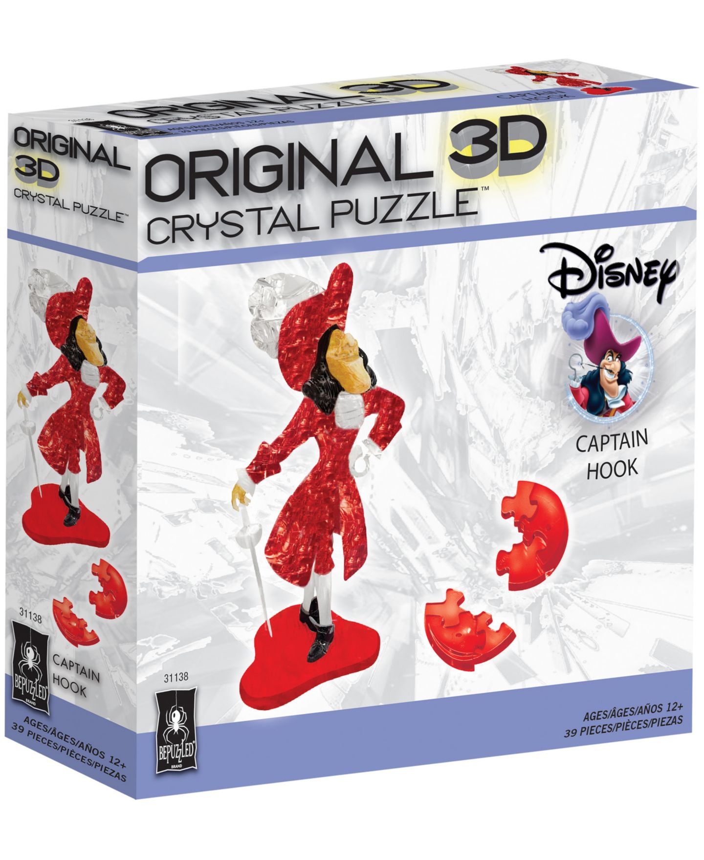 Детская игрушка University Games Licensed Deluxe Crystal Puzzle Disney Captain Hook, 39 Pieces, Ages 12+ — фото 2