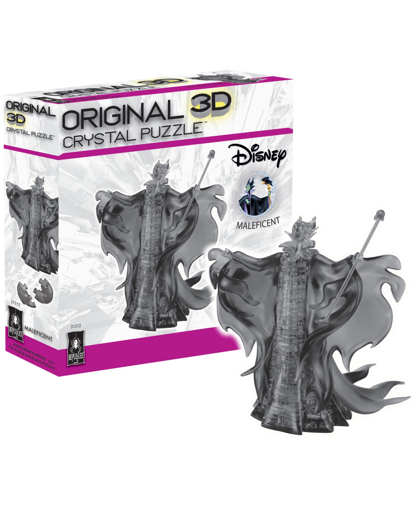 Детская игрушка University Games Bepuzzled 3D Crystal Puzzle Disney Maleficent, 74 Pieces, Ages 12+ — фото 3