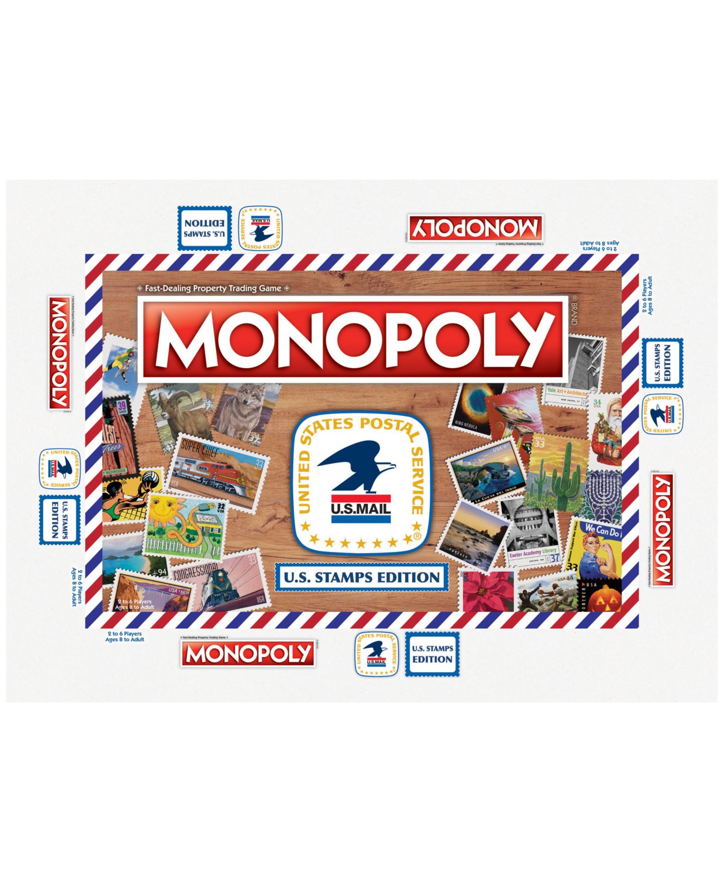Детская настольная игра University Games Monopoly U.S. Stamps Edition Family Strategy Board Game, Ages 8+ — фото 5