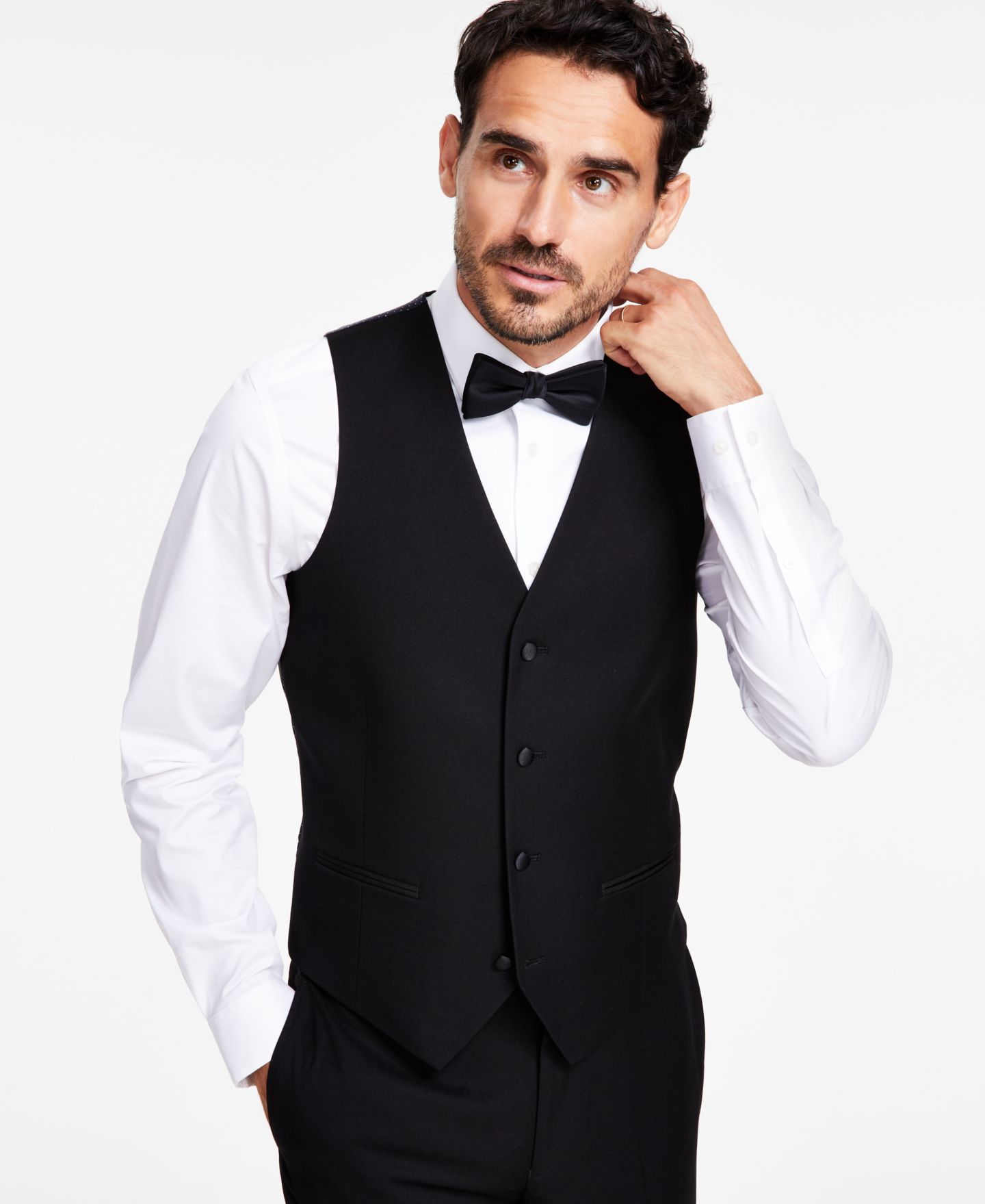 Мужской жилет Alfani Slim-Fit Stretch Tuxedo Vest, цвет: Чёрный — фото 1