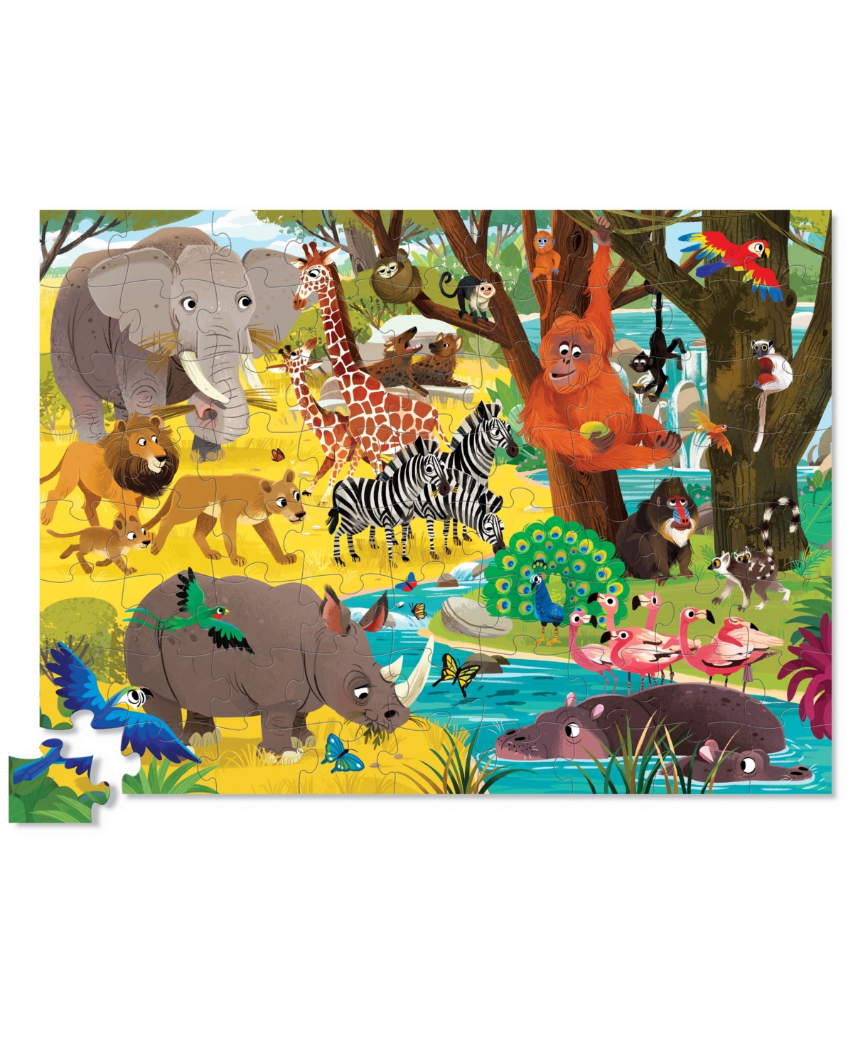 Shop University Games Crocodile Creek Wild Safari Round Box Puzzle, 72 Pieces In No Color