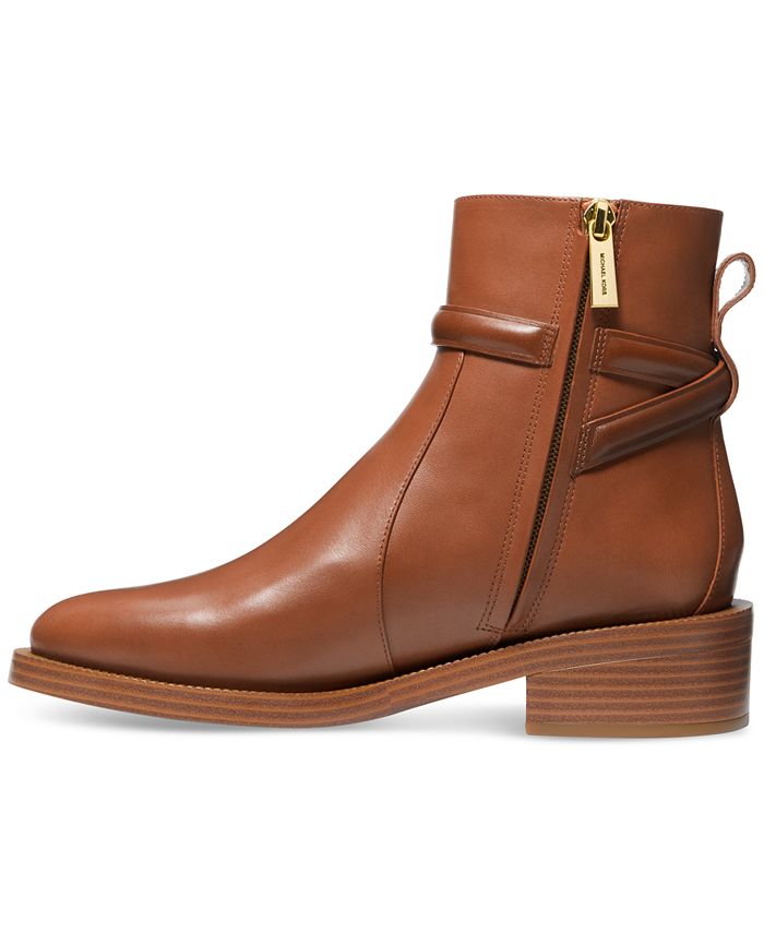 Michael Kors Women s Hamilton Leather Side Zip Ankle Flat Booties