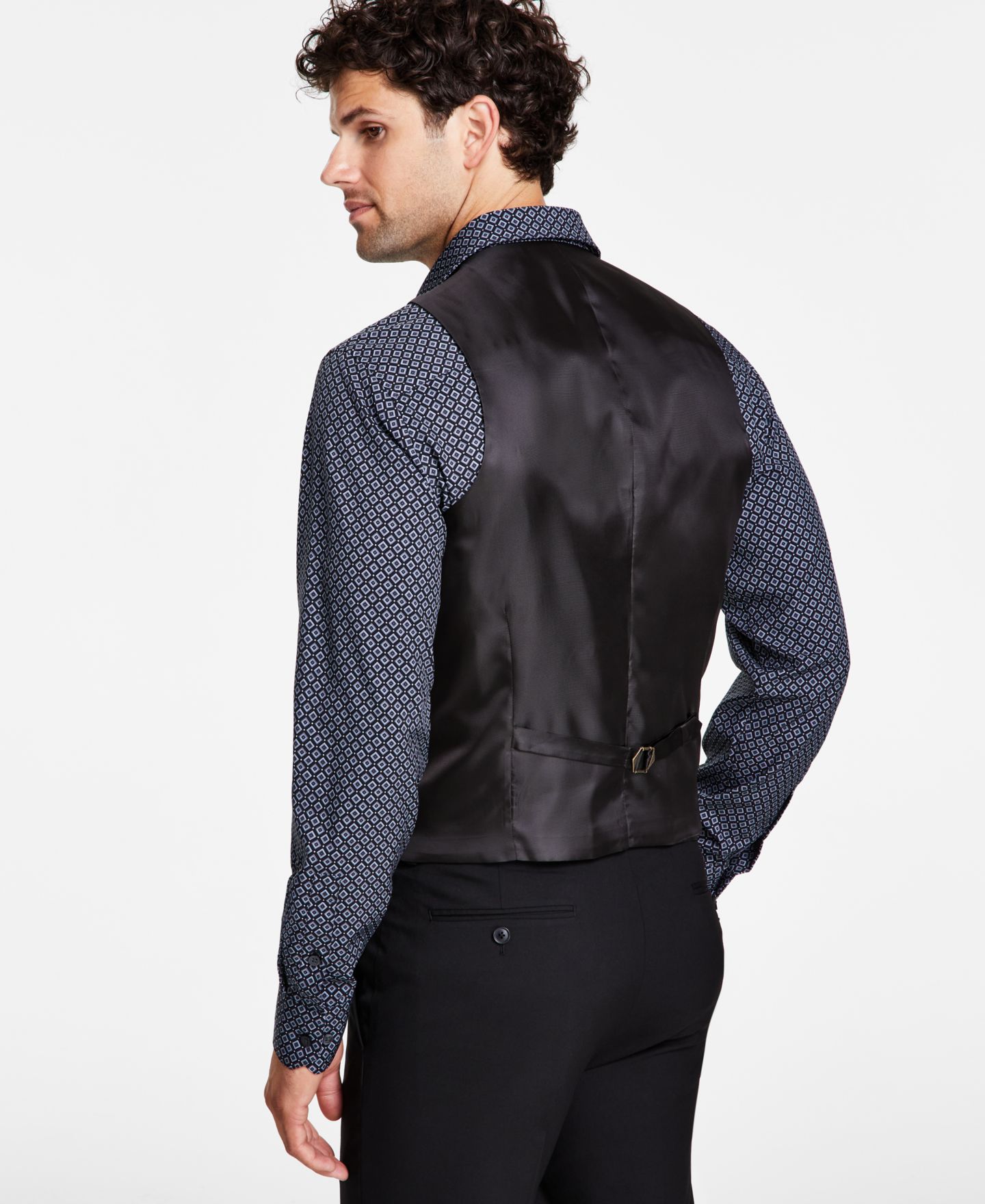 Мужской жилет Alfani Slim-Fit Stretch Solid Suit Vest, цвет: Чёрный — фото 2