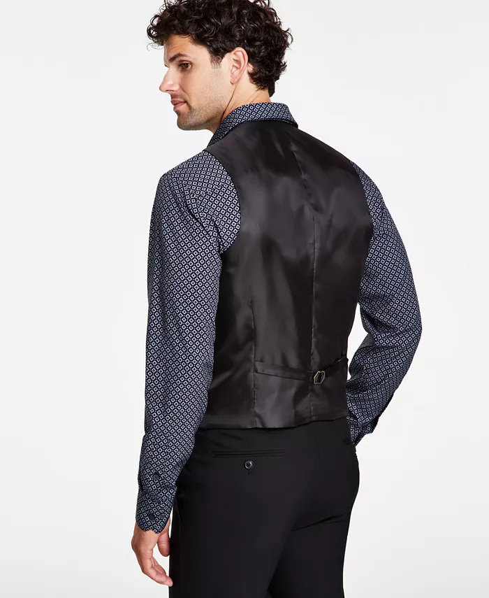 Men's Slim-Fit Stretch Solid Suit Vest - thumbnail 3