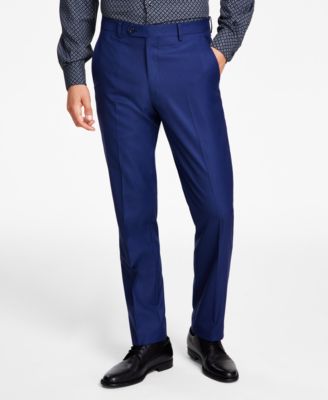 Alfani - Men's Slim-Fit Stretch Navy Blue Solid Suit Pants