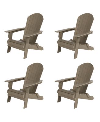 Outdoor Patio All-weather Folding Adirondack Chair Set of 4