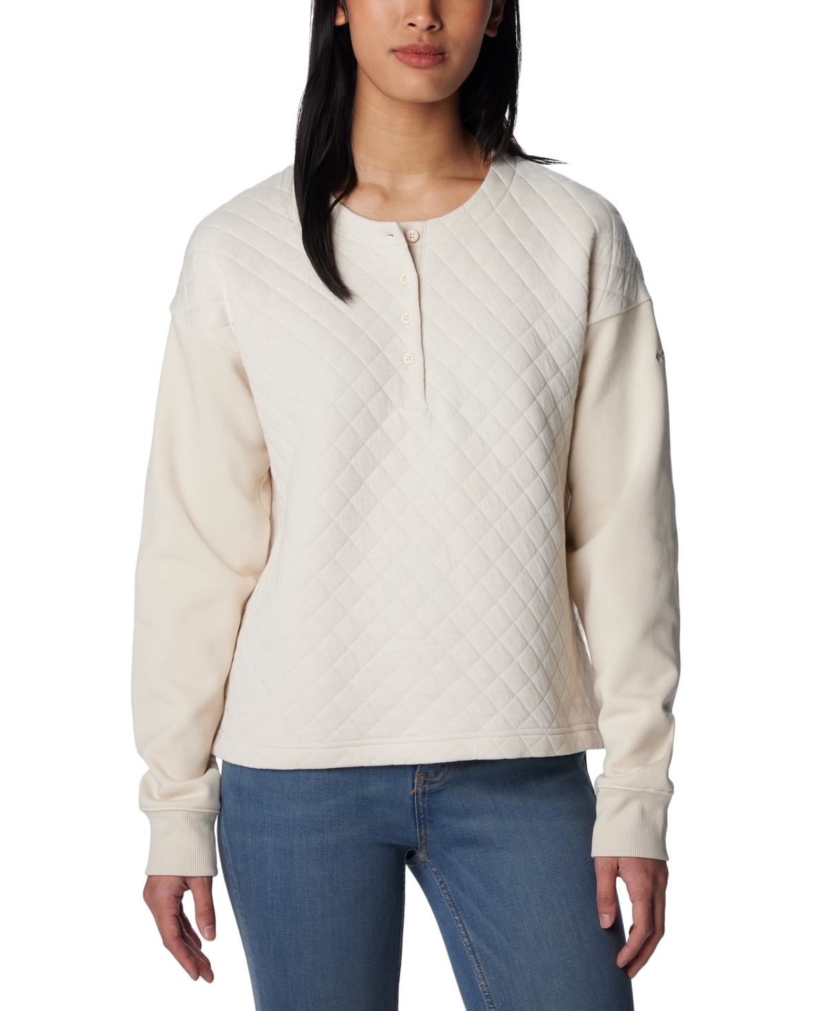 Columbia Women's Hart Mountain Quilted Crewneck Top In Chalk